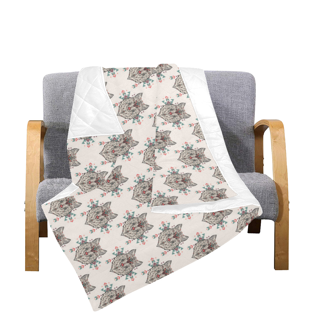 Aztec Wolf Pattern Print Design 01 Premium Quilt