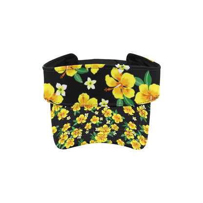 Yellow Hibiscus Pattern Print Design HB08 Unisex Sun Visor
