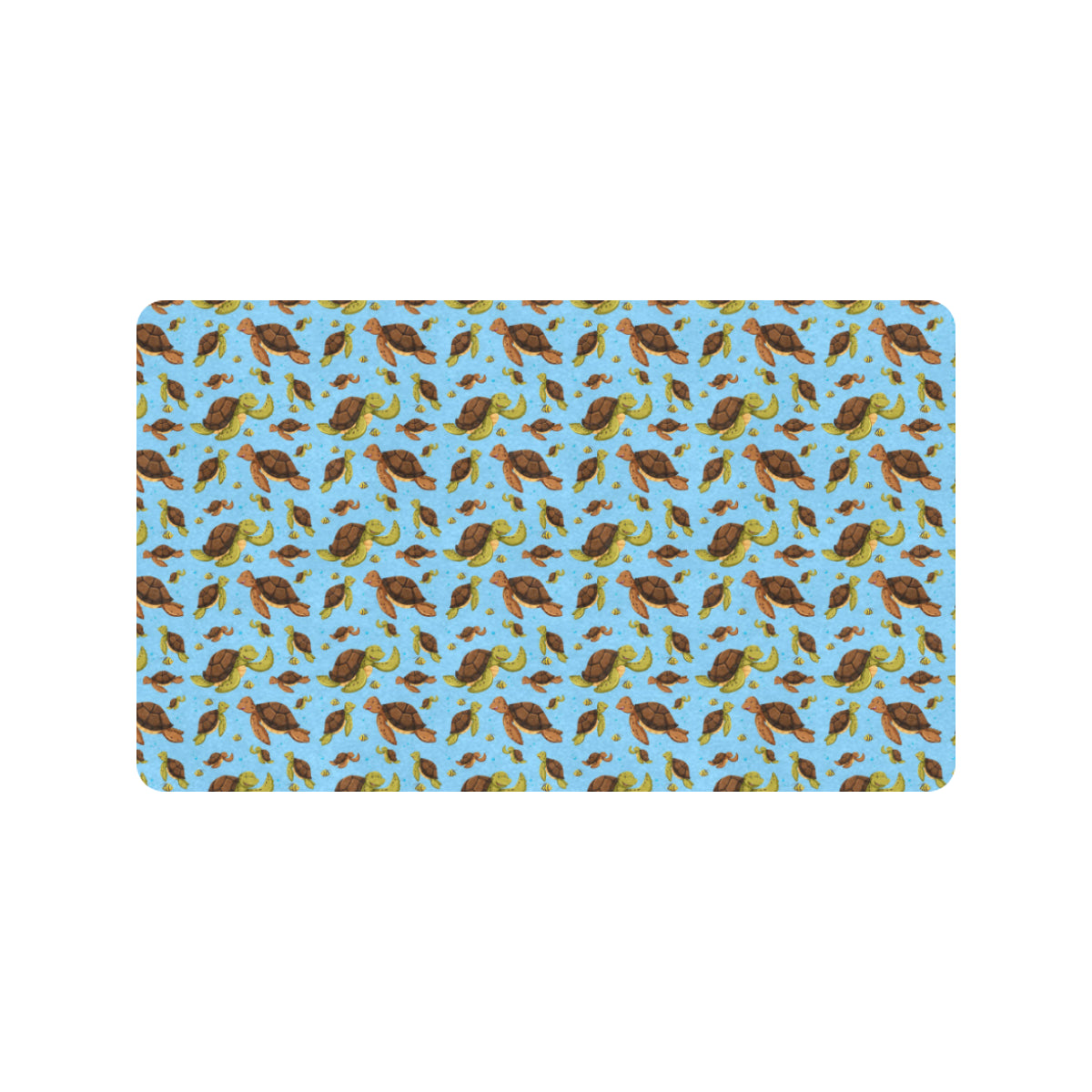 Hello Sea Turtle Print Pattern Rubber Doormat