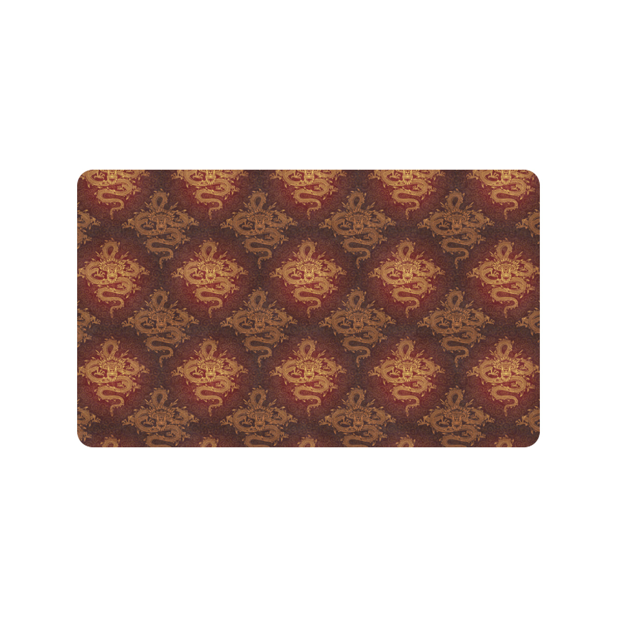Chinese Dragons Gold Design Rubber Doormat