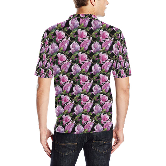 Magnolia Pattern Print Design MAG011 Men Polo Shirt