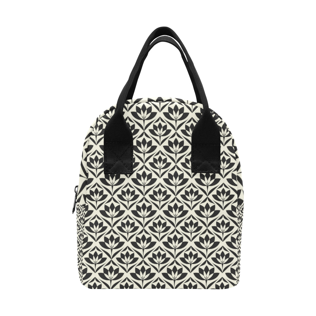 Lotus Pattern Print Insulated Lunch Bag