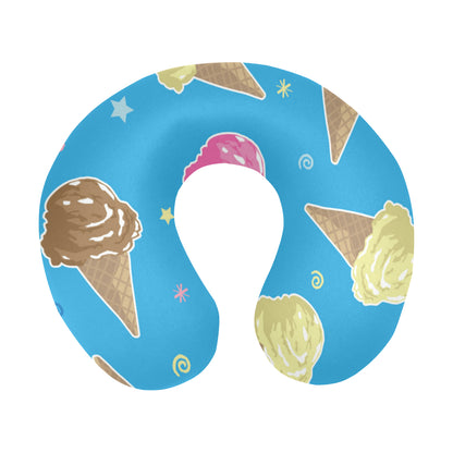 Ice Cream Pattern Print Design 01 U-Shaped Travel Neck Pillow