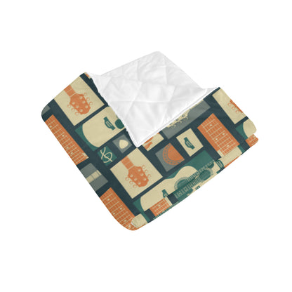 Acoustic Guitar Pattern Print Design 02 Premium Quilt