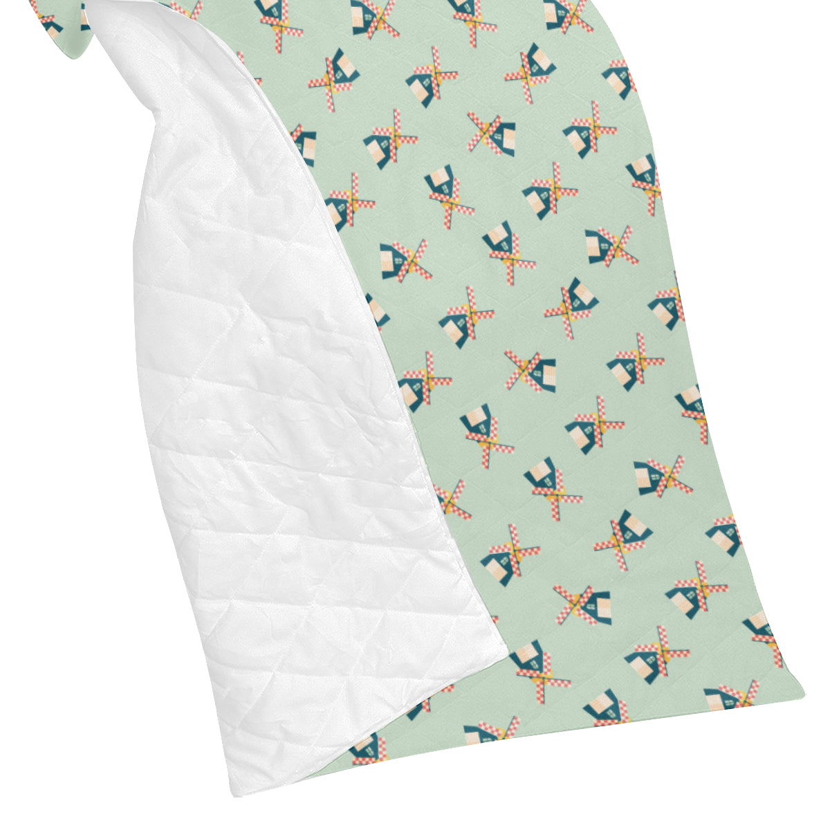 Windmill Pattern Print Design 02 Premium Quilt