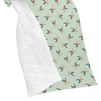 Windmill Pattern Print Design 02 Premium Quilt