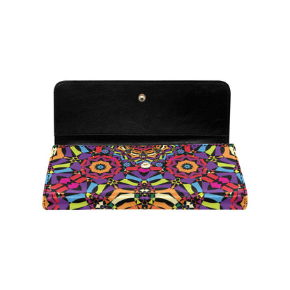 Kaleidoscope Pattern Print Design 01 Women's Trifold Wallet