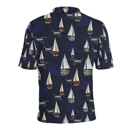 Sailing Ships Pattern Print Design A05 Men Polo Shirt