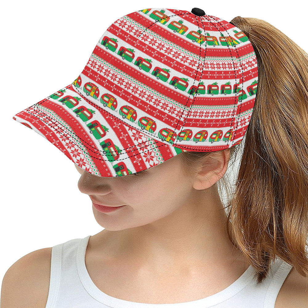 Camper Camping Ugly Christmas Design Print Snapback Cap