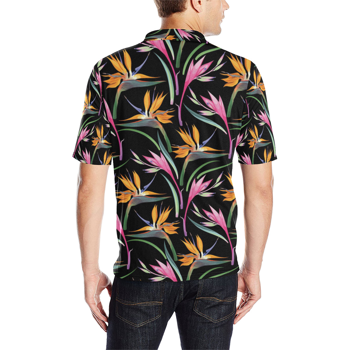 Tropical Flower Pattern Print Design TF017 Men Polo Shirt