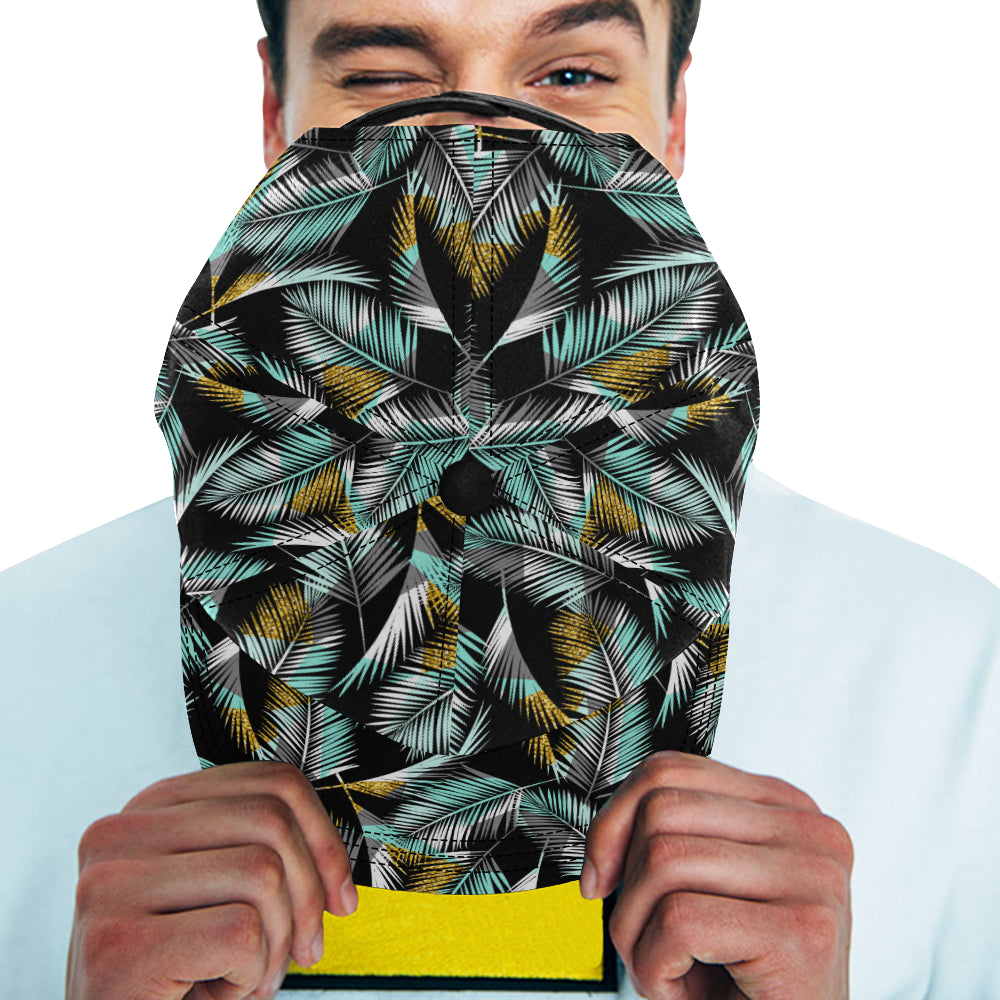 Gold Glitter Cyan Tropical Palm Leaves Snapback Cap