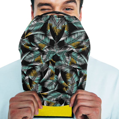 Gold Glitter Cyan Tropical Palm Leaves Snapback Cap