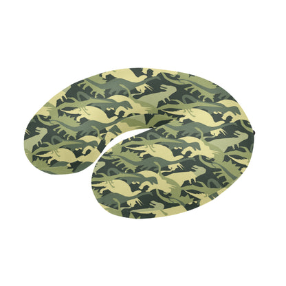 Camouflage Dinosaur Pattern Print Design 03 U-Shaped Travel Neck Pillow