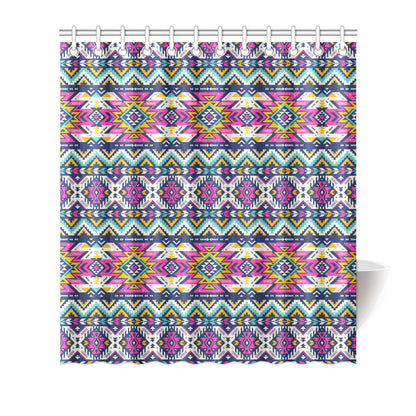 Aztec Pink Geometric Print Pattern Shower Curtain