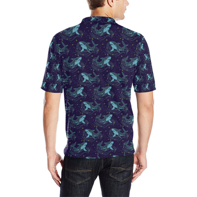 Shark Themed Print Men Polo Shirt