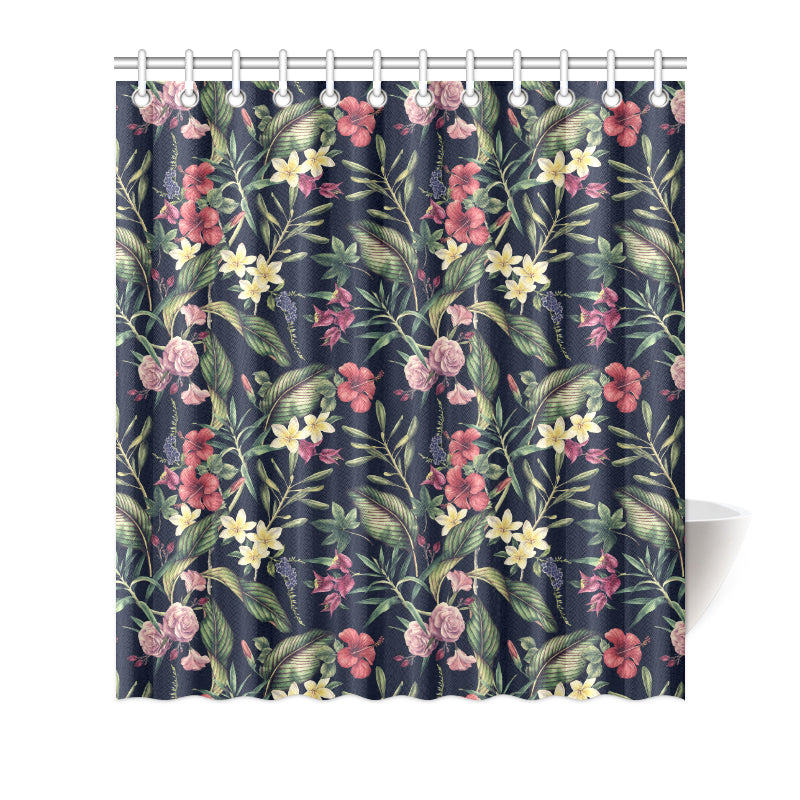 Tropical Flower Pattern Shower Curtain