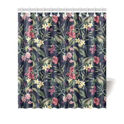 Tropical Flower Pattern Shower Curtain
