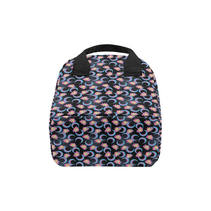 Lotus with Moon Pink Print Themed Insulated Lunch Bag