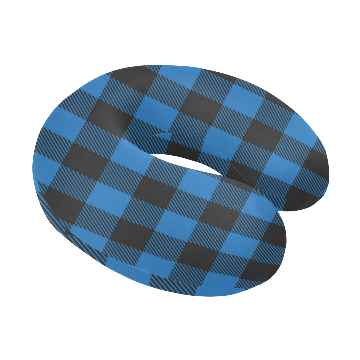 Buffalo check Blue Pattern Print Design 03 U-Shaped Travel Neck Pillow