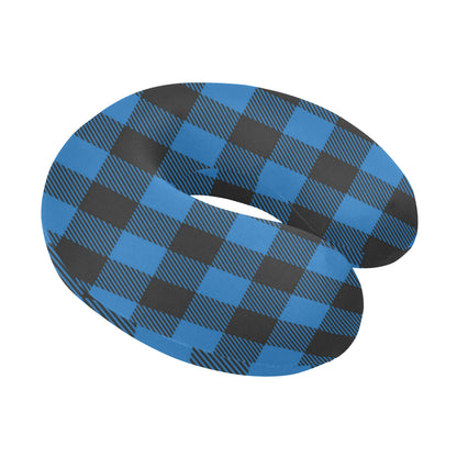 Buffalo check Blue Pattern Print Design 03 U-Shaped Travel Neck Pillow