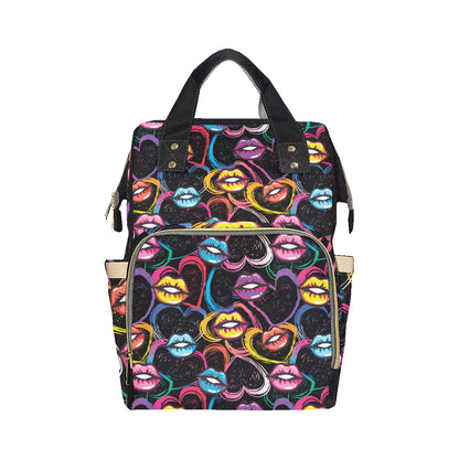 Pop Art Lip Pattern Print Design A03 Diaper Bag Backpack