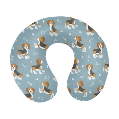 Beagle Pattern Print Design 02 U-Shaped Travel Neck Pillow
