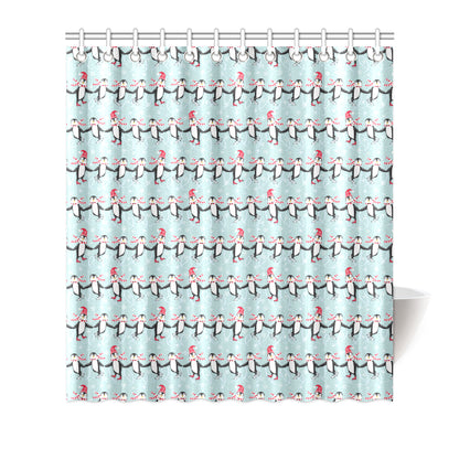 Penguin Sking Design Shower Curtain