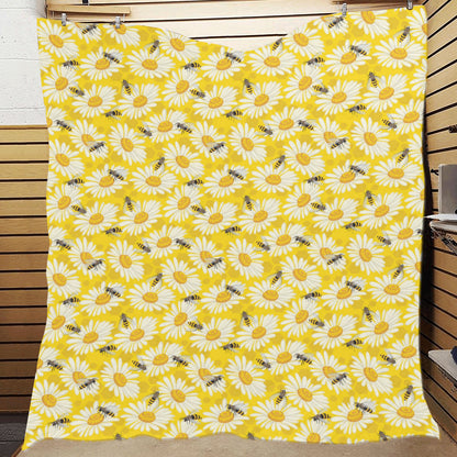 Bee Daisy Pattern Print Design 06 Premium Quilt