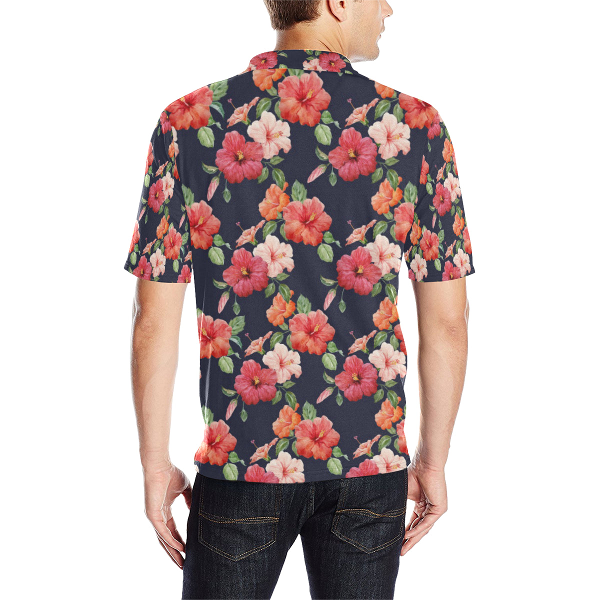 Tropical Flower Pattern Print Design TF020 Men Polo Shirt