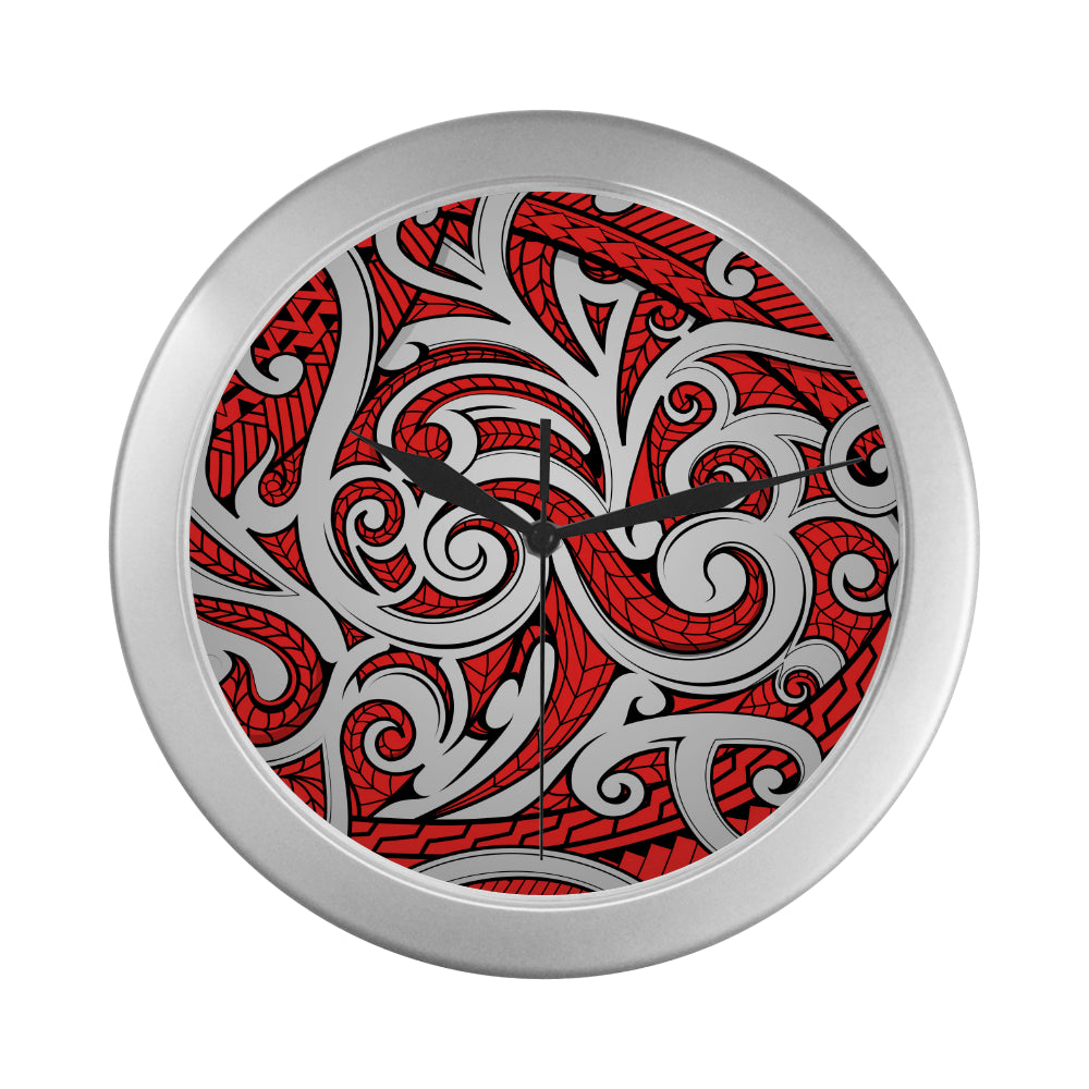 Maori Polynesian Themed Design Print Wall Clock JTAMIGO Maori Polynesian Themed Design Print Wall Clock JTAMIGO