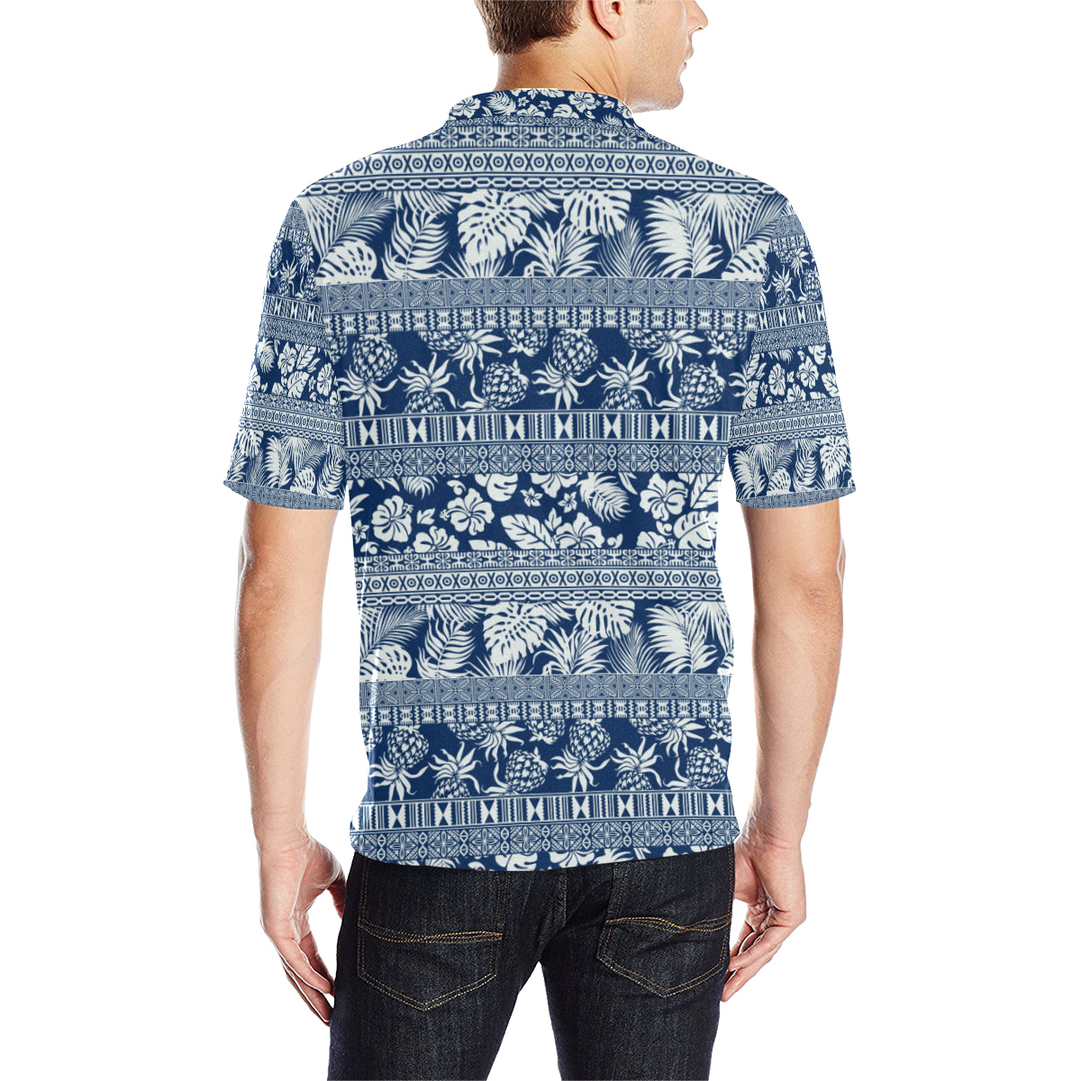 Hawaiian Themed Pattern Print Design H020 Men Polo Shirt