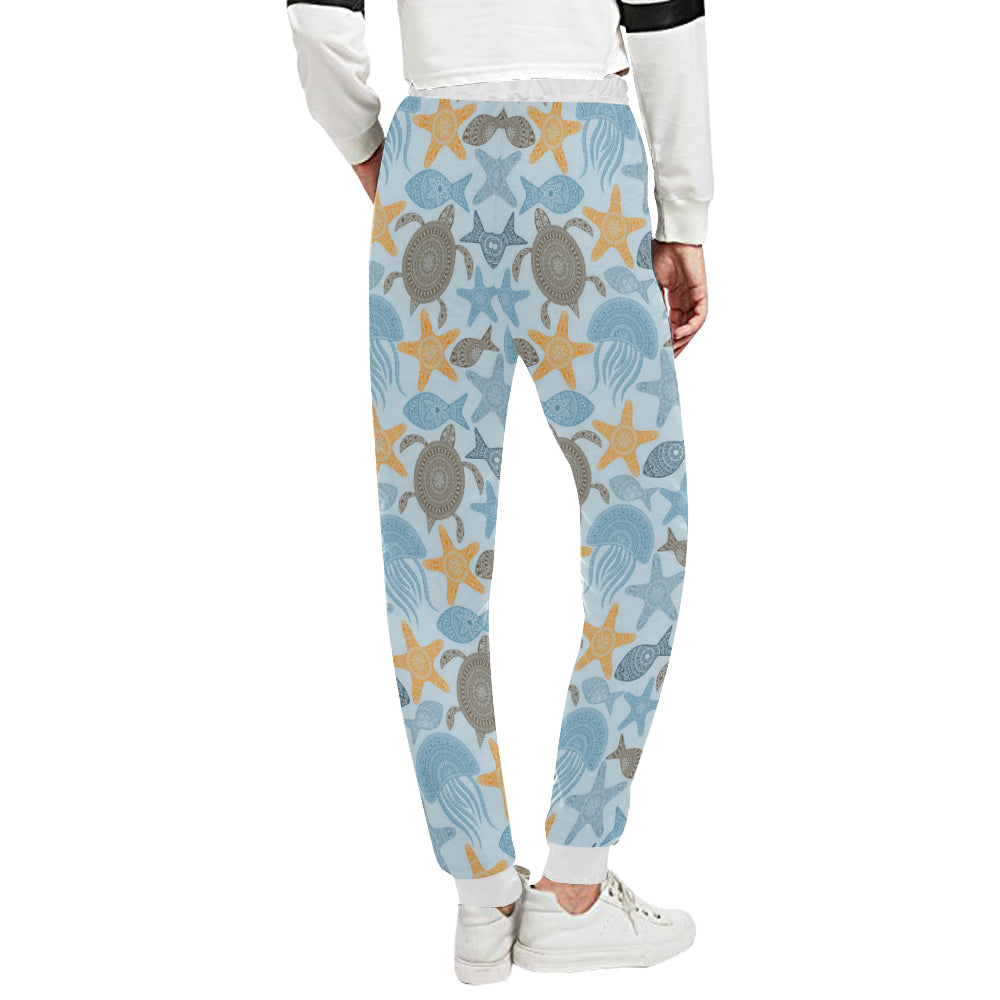 Polynesian Jellyfish Turtle Print Unisex Sweatpants