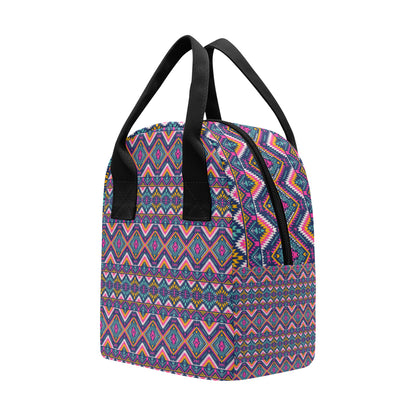Indian Navajo Pink Themed Design Print Insulated Lunch Bag