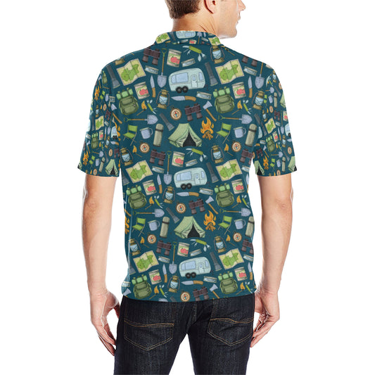Camping Pattern Print Design 02 Men Polo Shirt
