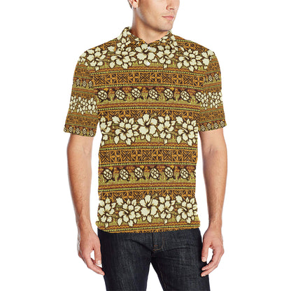 Hawaiian Themed Pattern Print Design H015 Men Polo Shirt