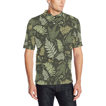Fern Leave Green Print Pattern Men Polo Shirt