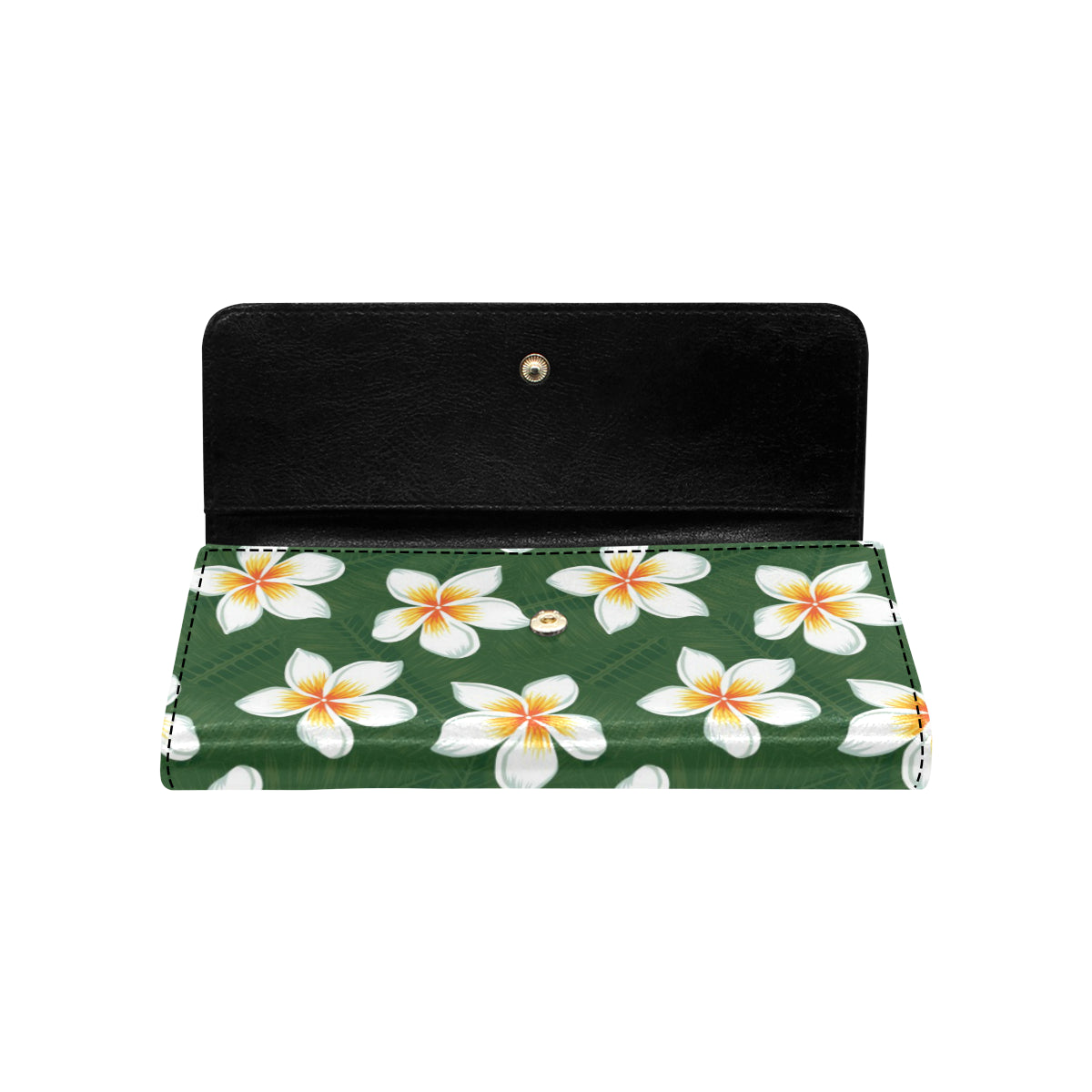 White Plumeria Pattern Print Design PM020 Women's Trifold Wallet