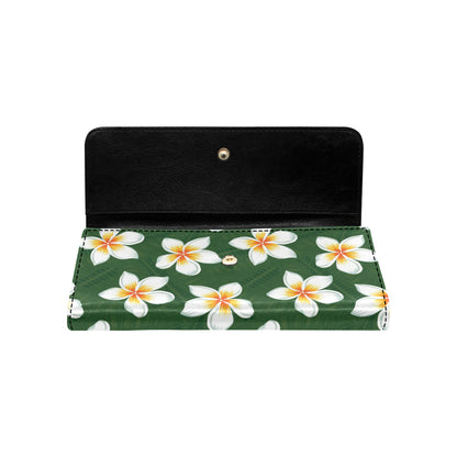 White Plumeria Pattern Print Design PM020 Women's Trifold Wallet