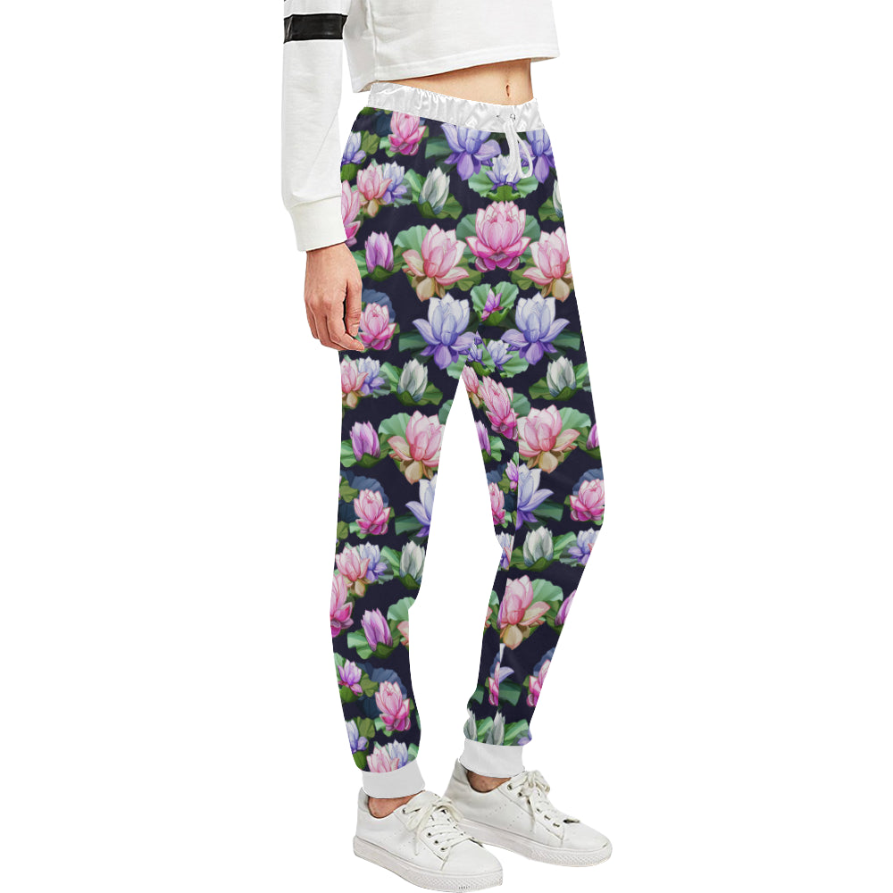 Lotus Flower Print Design Unisex Sweatpants