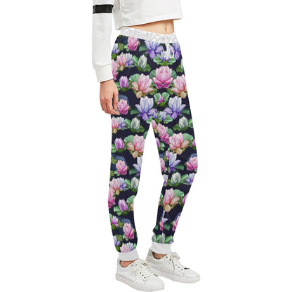 Lotus Flower Print Design Unisex Sweatpants