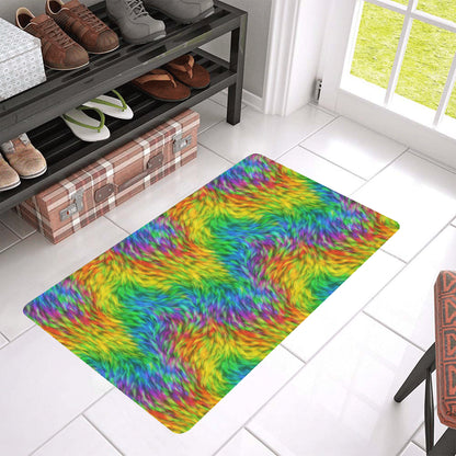Rainbow Fur Design Print Rubber Doormat