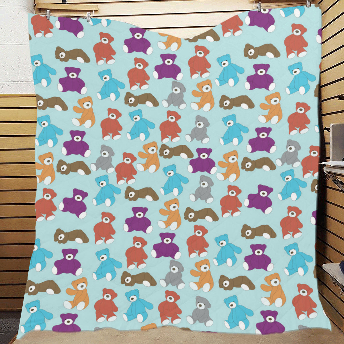 Bear Cute Pattern Print Design 03 Premium Quilt