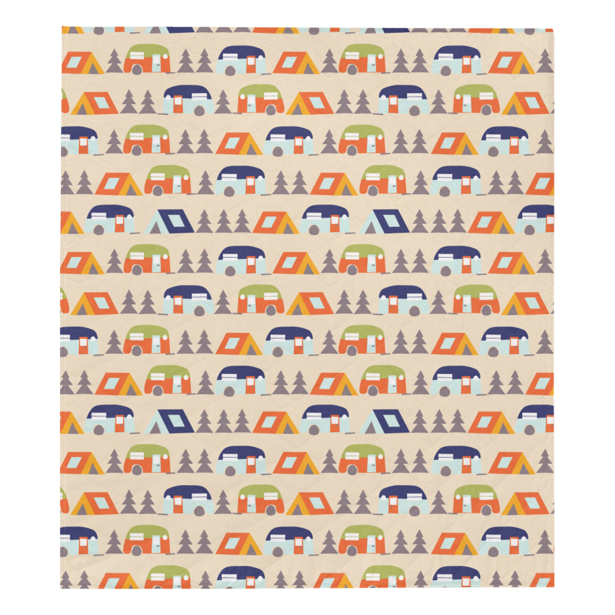 Camper Tent Pattern Print Design 03 Premium Quilt