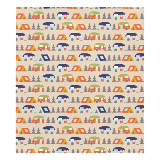 Camper Tent Pattern Print Design 03 Premium Quilt