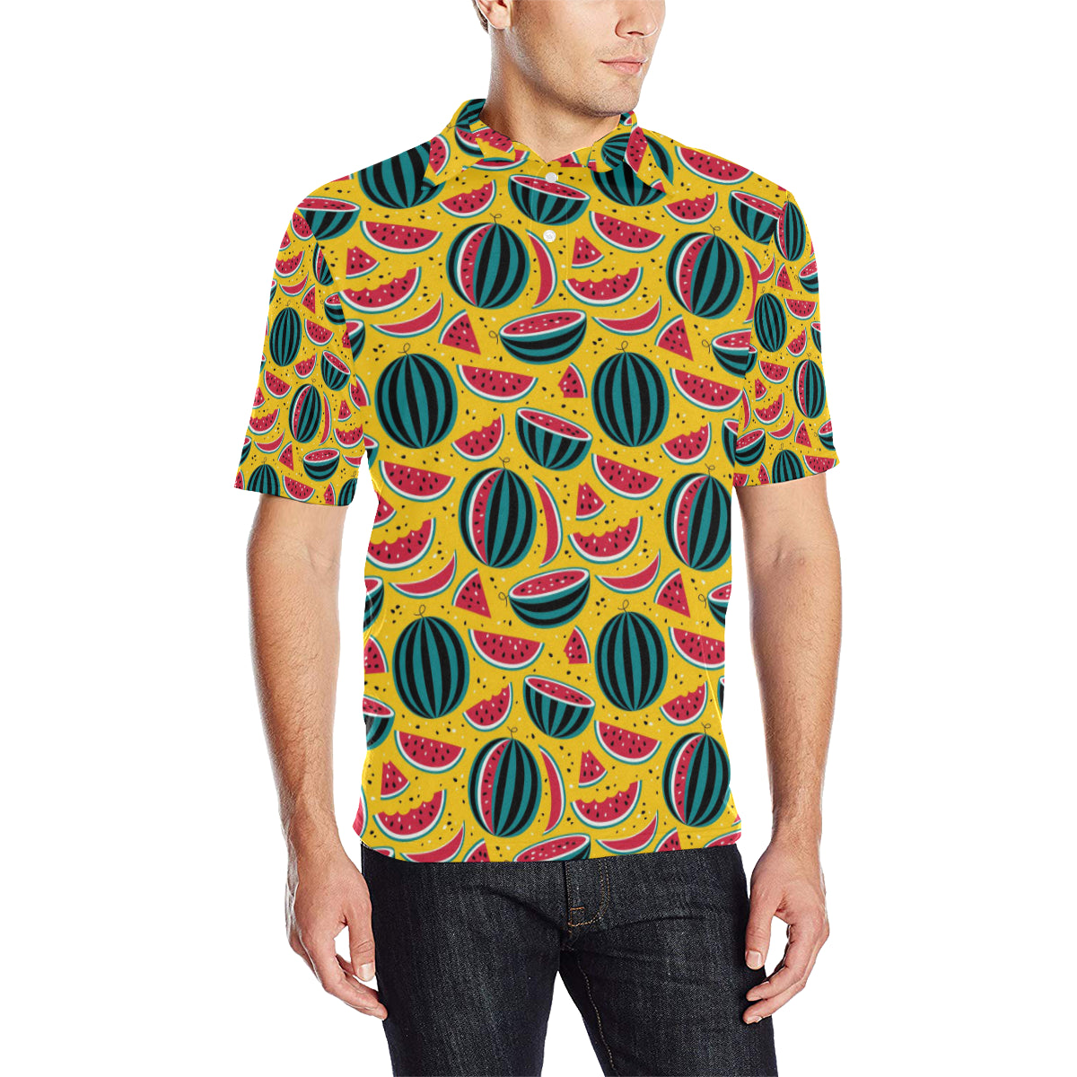 Watermelon Pattern Print Design WM02 Men Polo Shirt