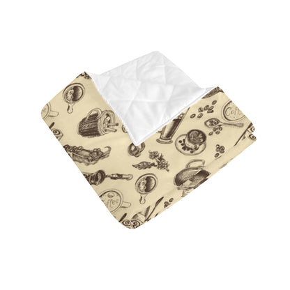 Coffee Pattern Print Design 05 Premium Quilt