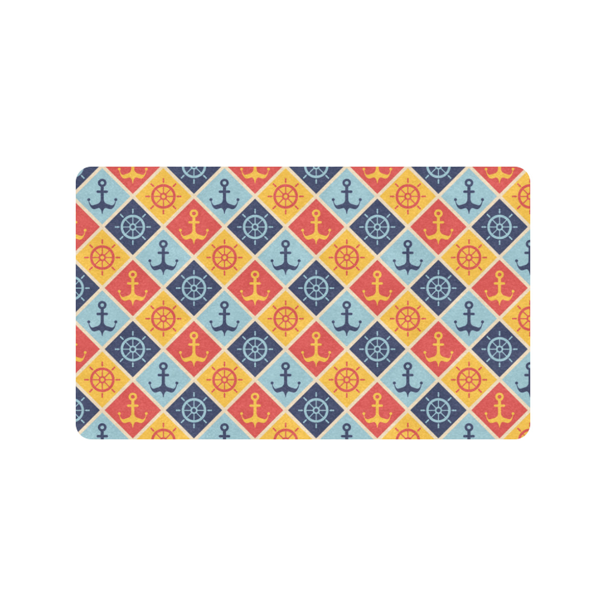 Nautical Pattern Design Themed Print Rubber Doormat