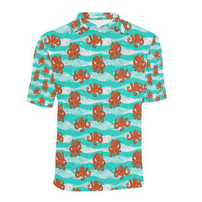 Octopus Cute Design Print Themed Men Polo Shirt