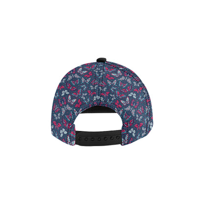 Butterfly Red Deep Blue Print Pattern Snapback Cap