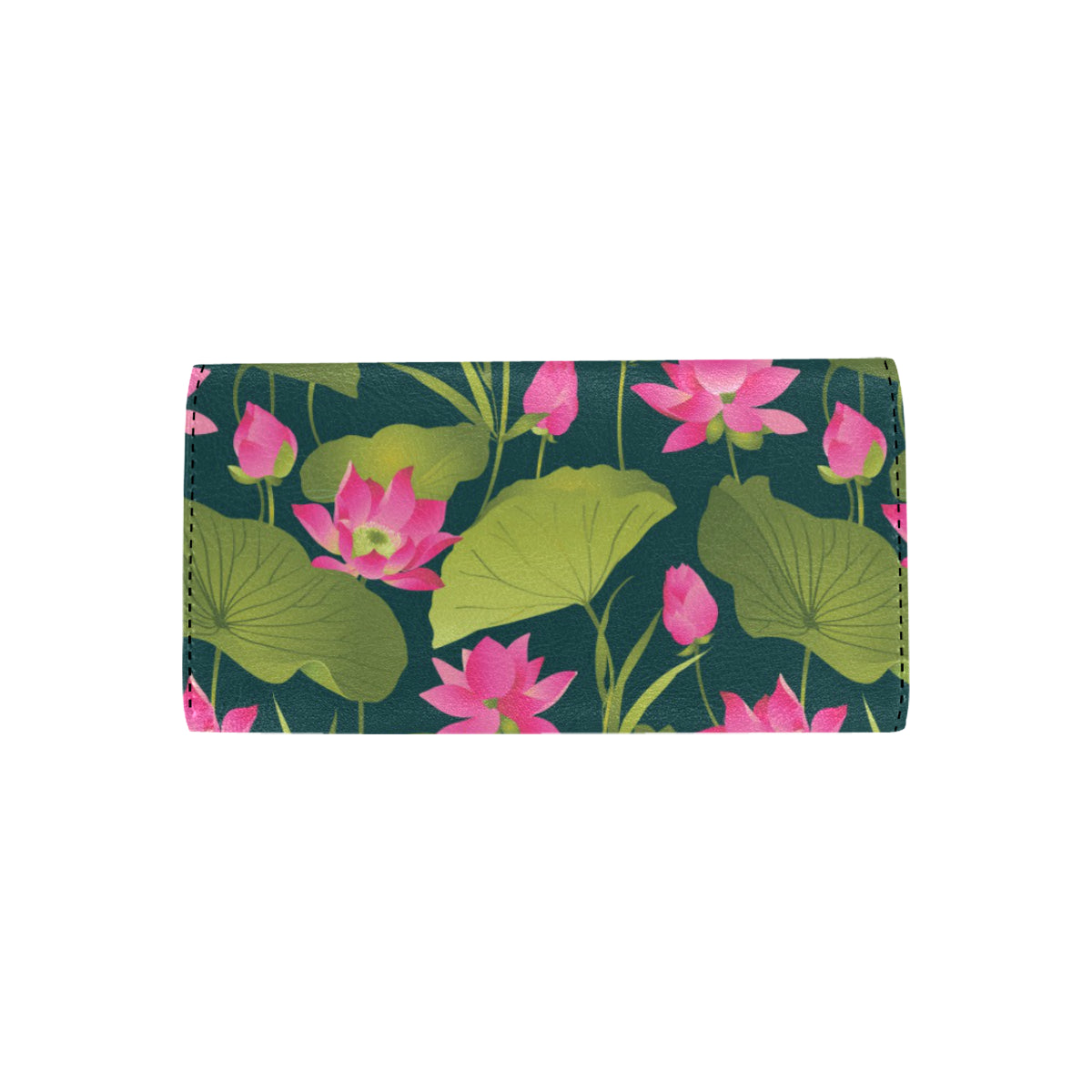 Water Lily Pattern Print Design WL09 Women's Trifold Wallet